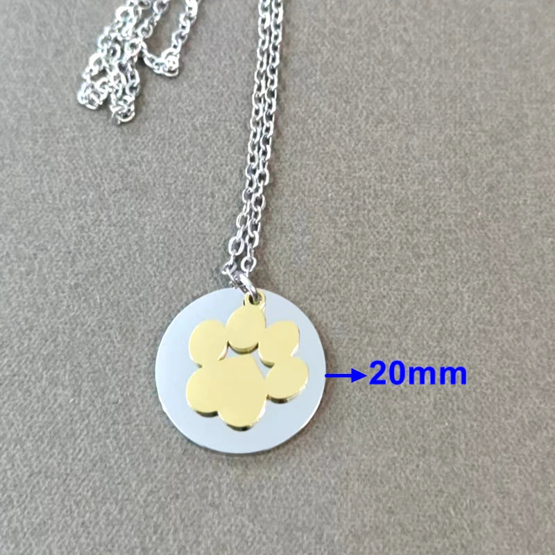 Mirror Polish Dog Paw Necklace — 304 Stainless Steel