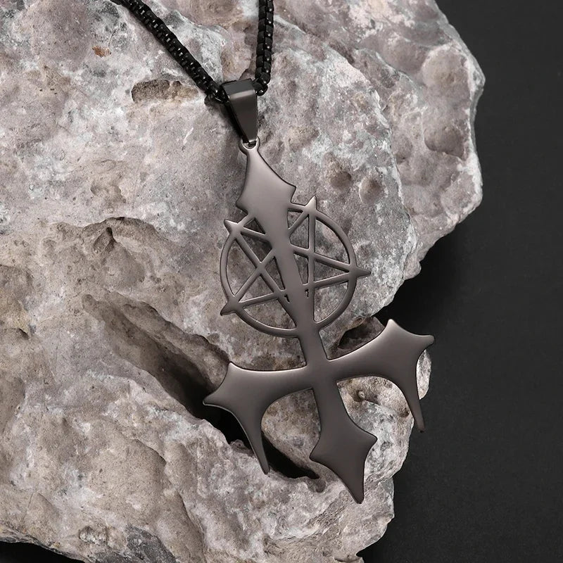 Stainless Steel Trinity Celtic Knot Nordic Rune Pendant Necklace Retro Ethnic Style Irish Knot Lucky Amulet Jewelry for Men