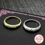 Two-Tone Ring Sterling Inlaid Shiny Zircons Matte