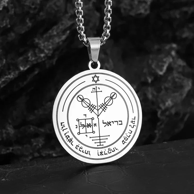 Stainless Steel Solomon Flower of Life Chakra Spirituality Necklace Archangel Sacred Geometry Metatron Pendant Jewelry Men Women