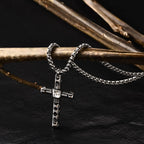 Cross Box Chain Pendant — Silver Stainless