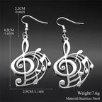 Two-Tone Earrings Hollow Musical Note Drop Lovers