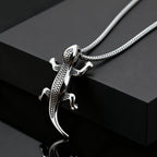 Unique Gecko Lizard Pendant Necklace for Men Male, Stainless Steel Hip Hop Animal Necklace, Fashion Jewelry Creativity Gift