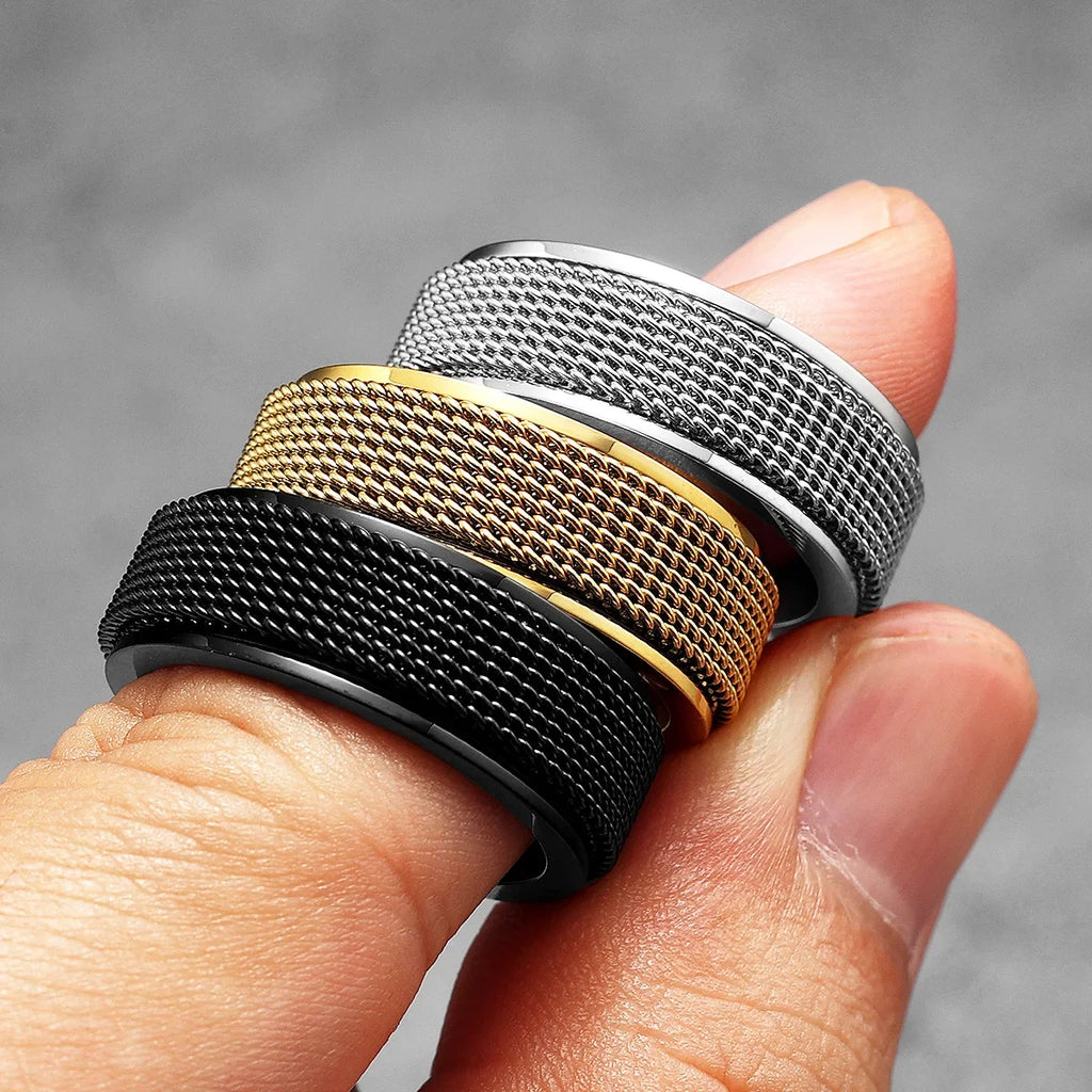 Braided Fidget Spinner Ring — Stainless Steel