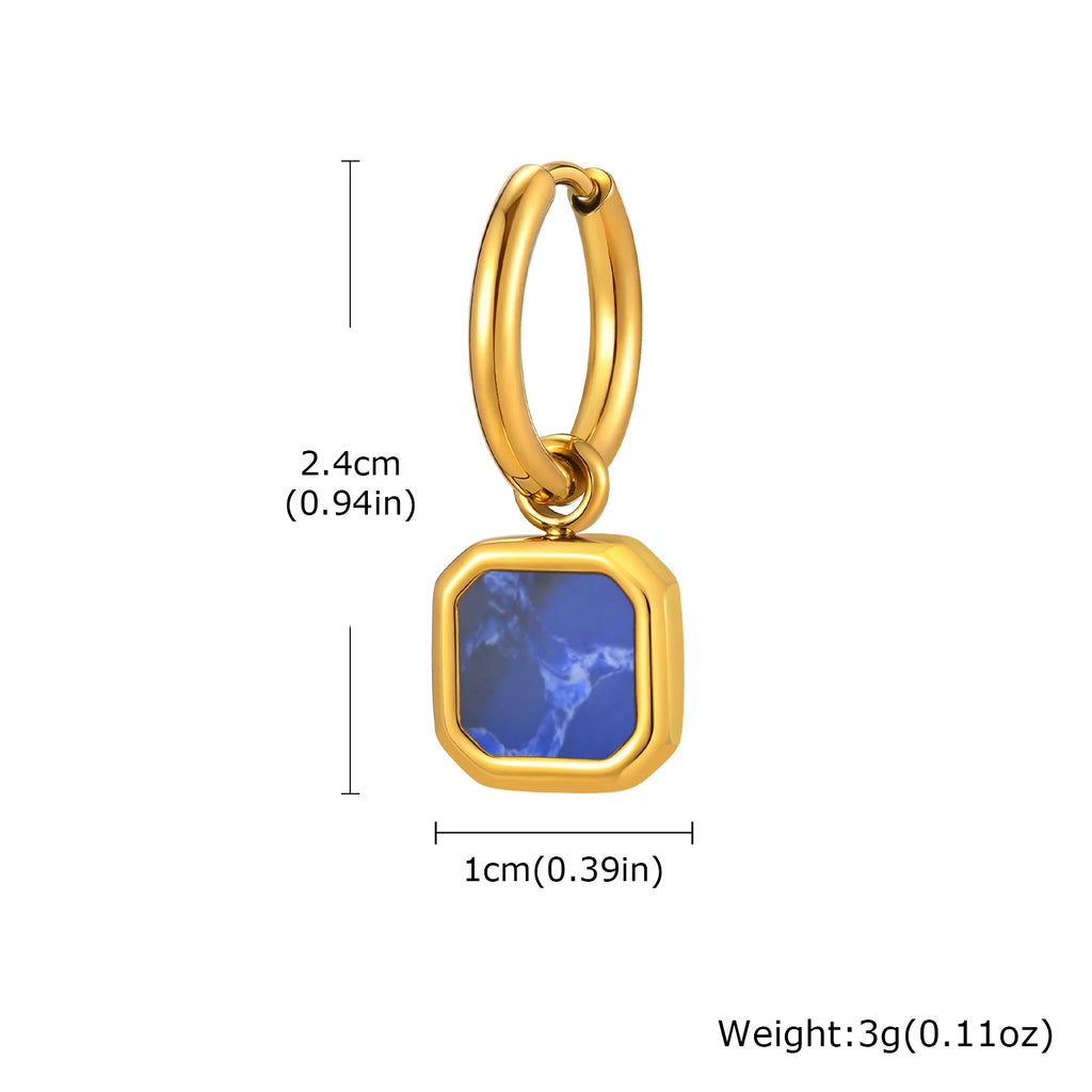 Natural Stone Huggie Hoop Earrings — SS