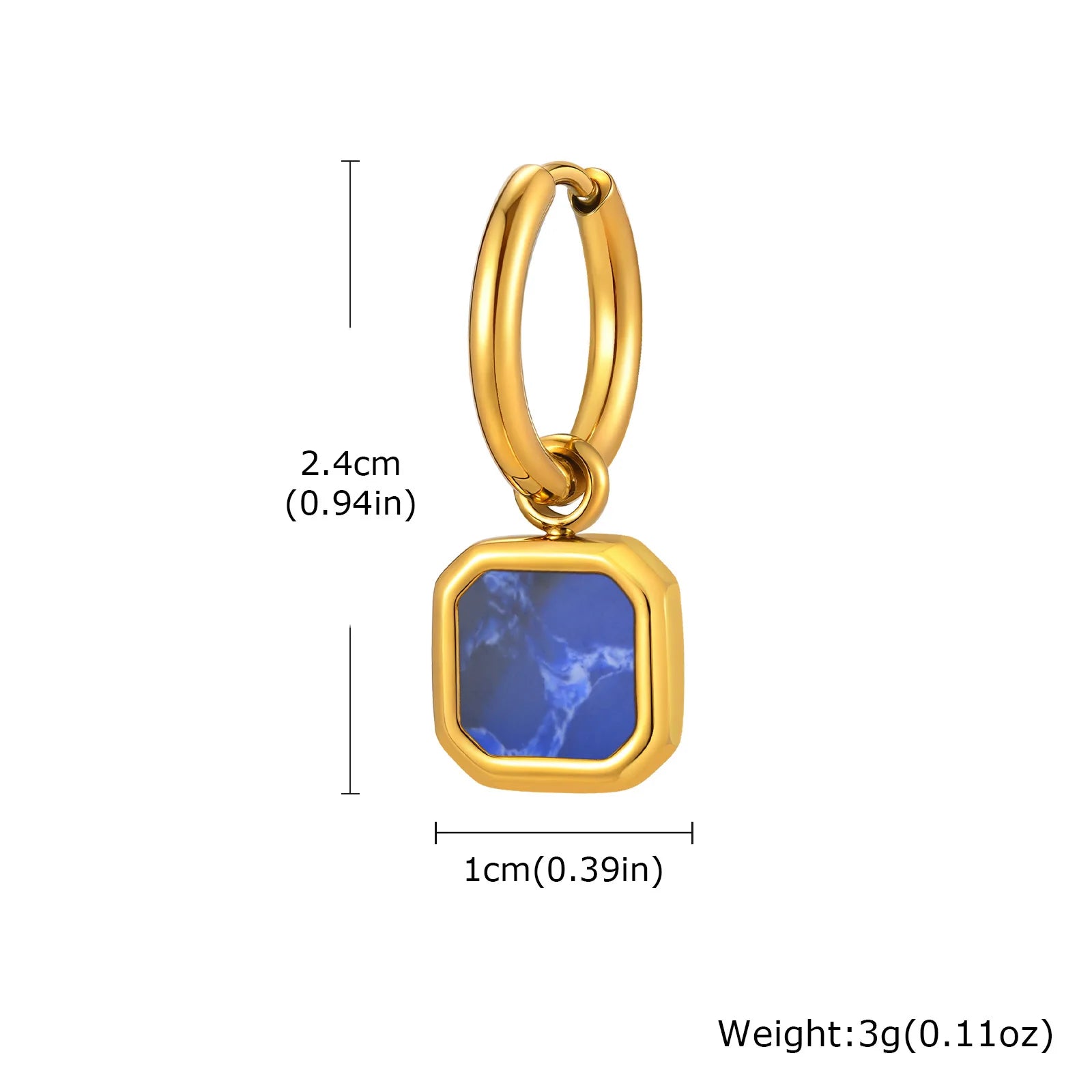 Natural Stone Huggie Hoop Earrings — SS