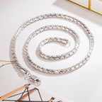 Men's Classic Box Chain Necklace 5mm Long Clasp — Silver-Tone