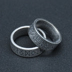 Viking Futhark Runes Vegvisir Ring for Men — Stainless Steel