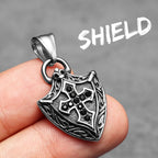 Shield Cross Stainless Steel Pendant Necklace