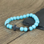 Crucifix Beaded Prayer Bracelet Stretch Religious Wristband
