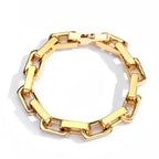 Luxury 24K 9999 Pure Gold real gold Wide 9mm Slub Chain Men's Bracelet Cuban Bracelet