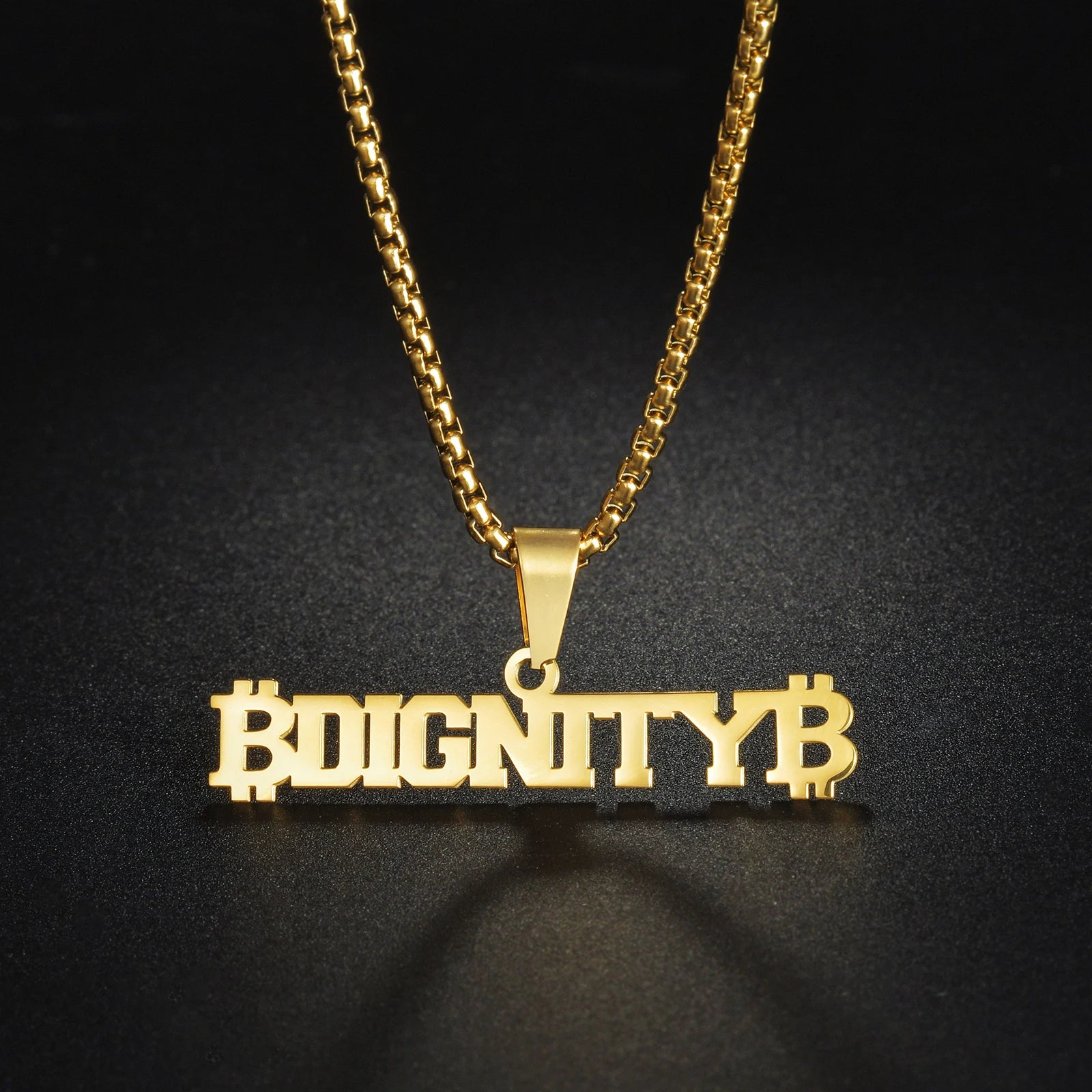 Atoztide 50cm Personalized Custom Names Pendant Necklace Stainless Steel Gold Color Cuban Thick Chain for Men Women Jewelry Gift