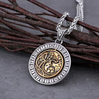 Rotating Viking Wolf Rune Pendant — Stainless Steel