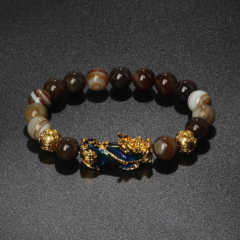 Color-Changing Natural Stone Pi Xiu Beaded Bracelet