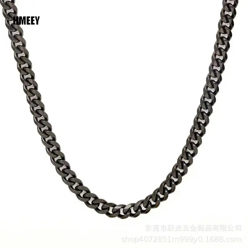 Cuban Chain Necklace for Men Women, Basic Punk Stainless Steel Curb Link Chain Chokers,Vintage Gold Color Solid Metal