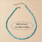 Miss JQ Turquoise Beaded Necklace: Bohemian Style, Suitable for Parties and Holidays, Natural Stone, No Plating, Stone