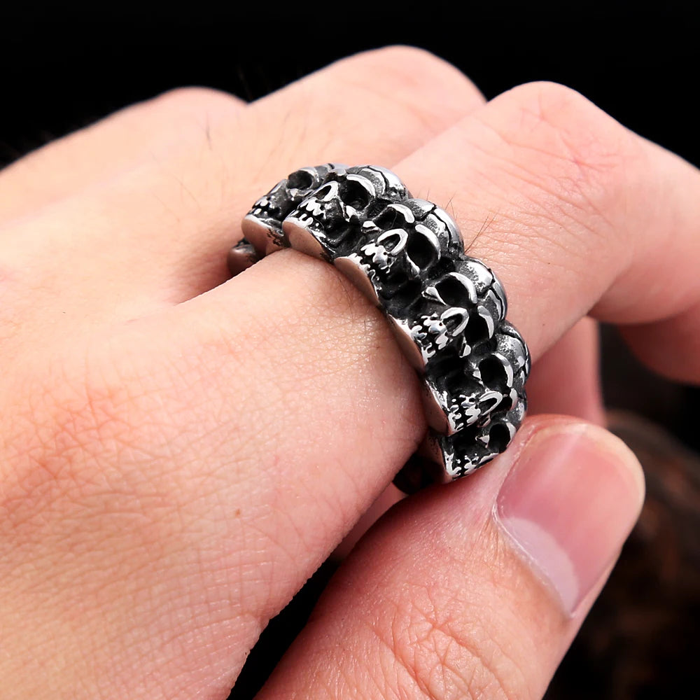 Gothic Skull Steel Ring Vintage Punk Rock Party