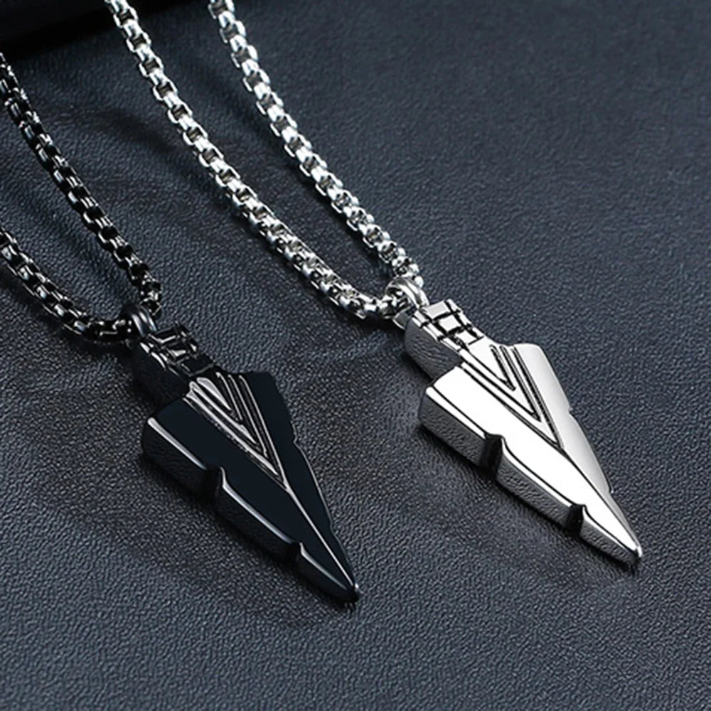 Vnox Men's Arrowhead Kunai Primal Urn Necklaces, Rock Punk Spearhead Pendant Jewellery, Stainless Steel Anniversary
