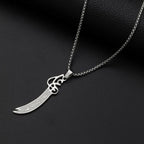 Stainless Steel Islamic Imam Ali Zulfiqar Sword Pendant Necklace Quran Pendant Shia Islamic Jewelry for Men and Women