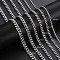Men Curb Chain Necklace 3.5mm-9mm Stainless Steel Basic Punk Cuban Link Chain Necklaces for Male Jewelry Hip Hop