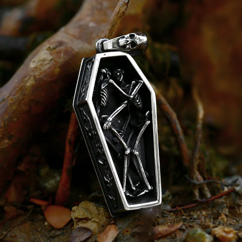 BEIER 2022 New Creative Designs Double mixed color Skull Coffin Necklace Pendant For Men Women Gothic Punk Jewelry Dropshipping