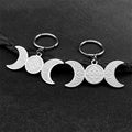 Celtic Steel Earrings Wicca Triple Moon Crescent