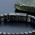 Punk Trendy Motorcycle Men's and Women's Chain Bracelet Retro Black Stainless Steel Bracelet Magnetic Buckle For boyfriend Ｇifts
