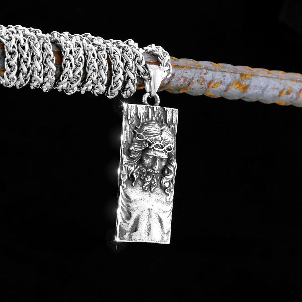 Hip Hop Retro Design Odin Viking Necklace Nordic Men's Religious Belief Jesus Shield Stainless Steel Amulet Jewelry Pendant