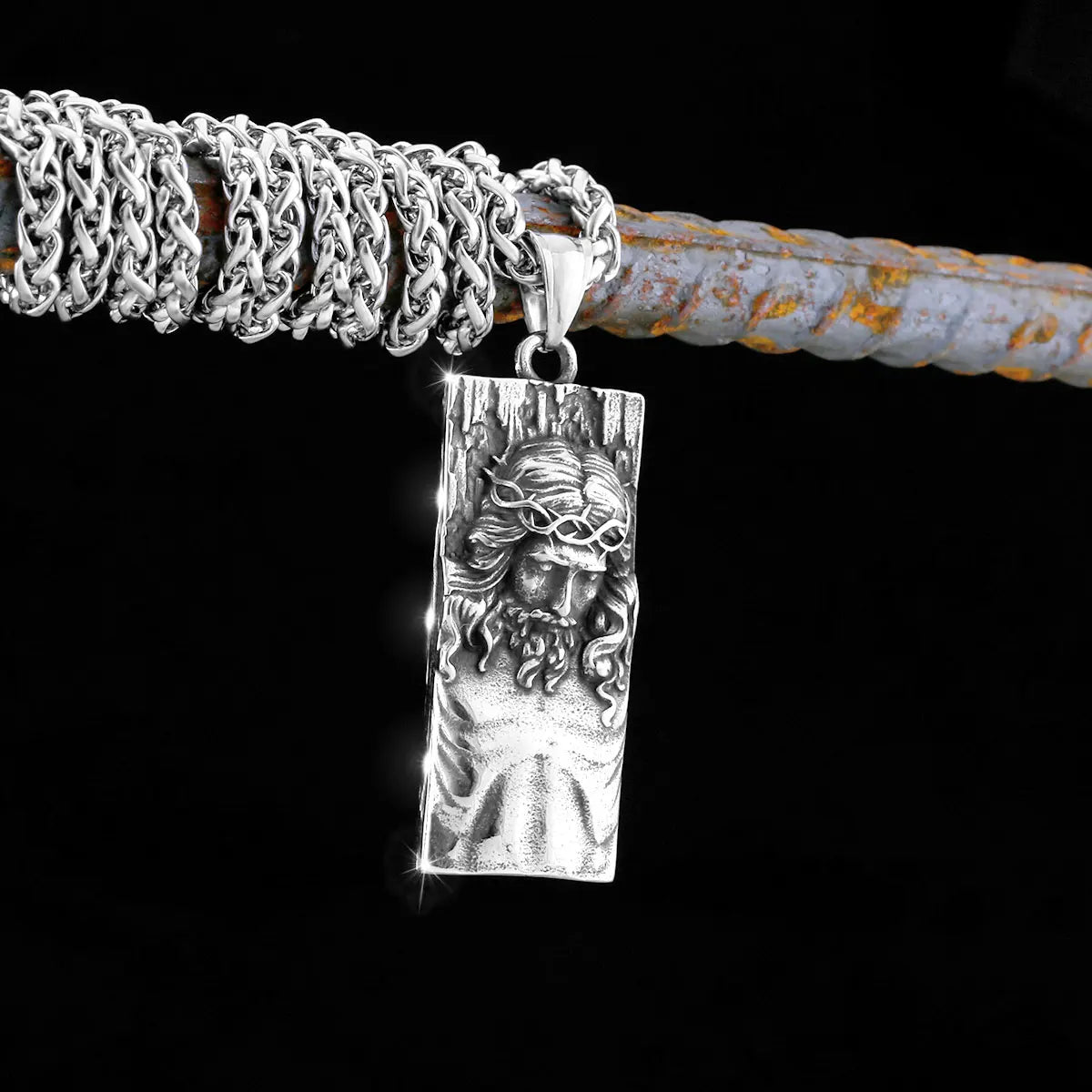 Hip Hop Retro Design Odin Viking Necklace Nordic Men's Religious Belief Jesus Shield Stainless Steel Amulet Jewelry Pendant