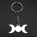 Viking Steel Ring Wiccan Triple Moon Goddess Key