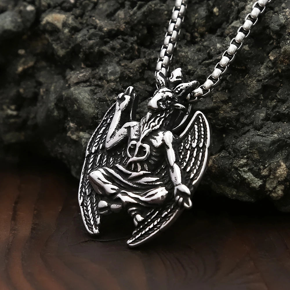 Occult Steel Pendant Vintage Gothic Satanic Goat