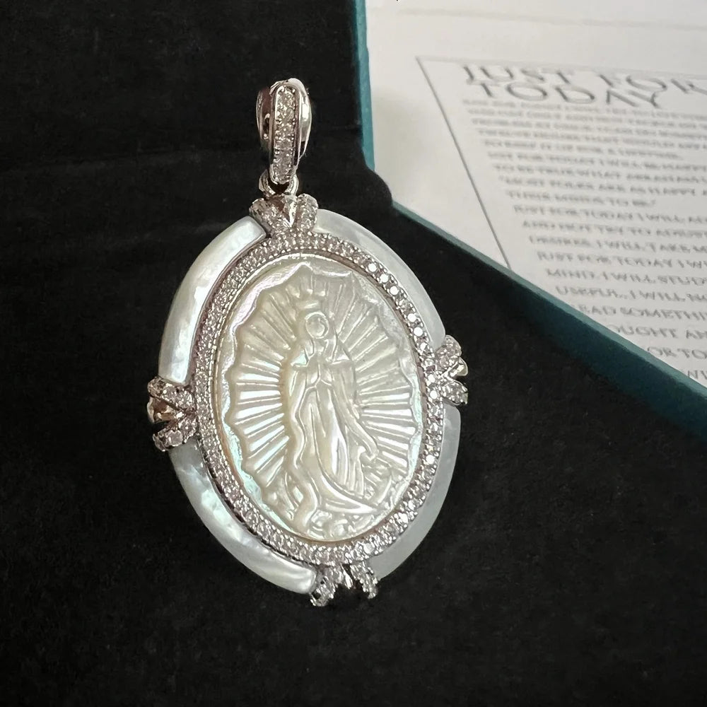 Virgin Mary Silver Pendant Necklace