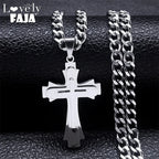 Cross Layered Pendant Necklace — Stainless Steel