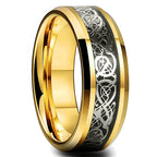 Fashion 8mm Stainless Steel Celtic Dragon Rings For Men Inlay Purple Carbon Fiber Rings Wedding Band Jewelry Birthday Gifts