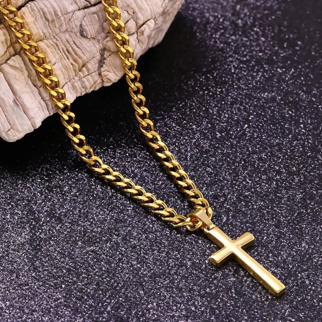 Luxury 24K 9999 Pure Gold real gold Cross Men Women Necklace Hip Hop Street Style Punk Vintage Pendant
