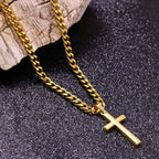 Luxury 24K 9999 Pure Gold real gold Cross Men Women Necklace Hip Hop Street Style Punk Vintage Pendant