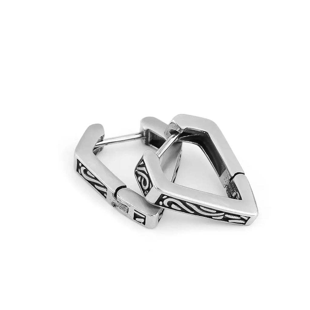 Viking Minimalist Hoop Earrings for Men Punk — Stainless Steel
