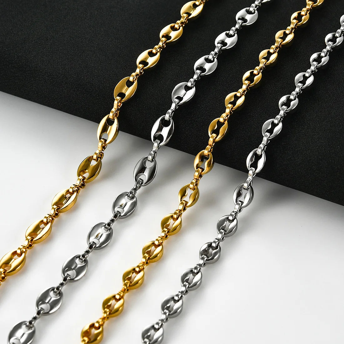 Two-Tone Chain Necklace — Stainless Steel Choker
