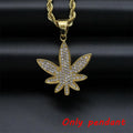 Gold color Pendant Necklace Men women Maple Leaf with rhinestone for Boys Male Steampunk Jewelry