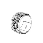 Handmade 12mm Width Real S925 Sterling Silver Lucky Dragon Double Layer Rotatable Closed Dragon Ring For Man Woman Fine
