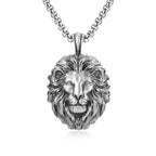 Vintage Lion Head Pendant Necklace — Stainless Steel