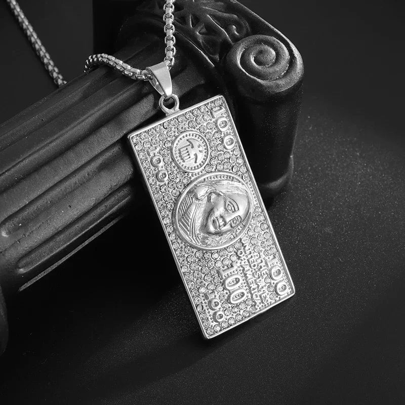 Men\'s Hip Hop Iced Out Dollar Sign Money Pendant Necklace Men\'s Punk Rap Rock Party Jewelry