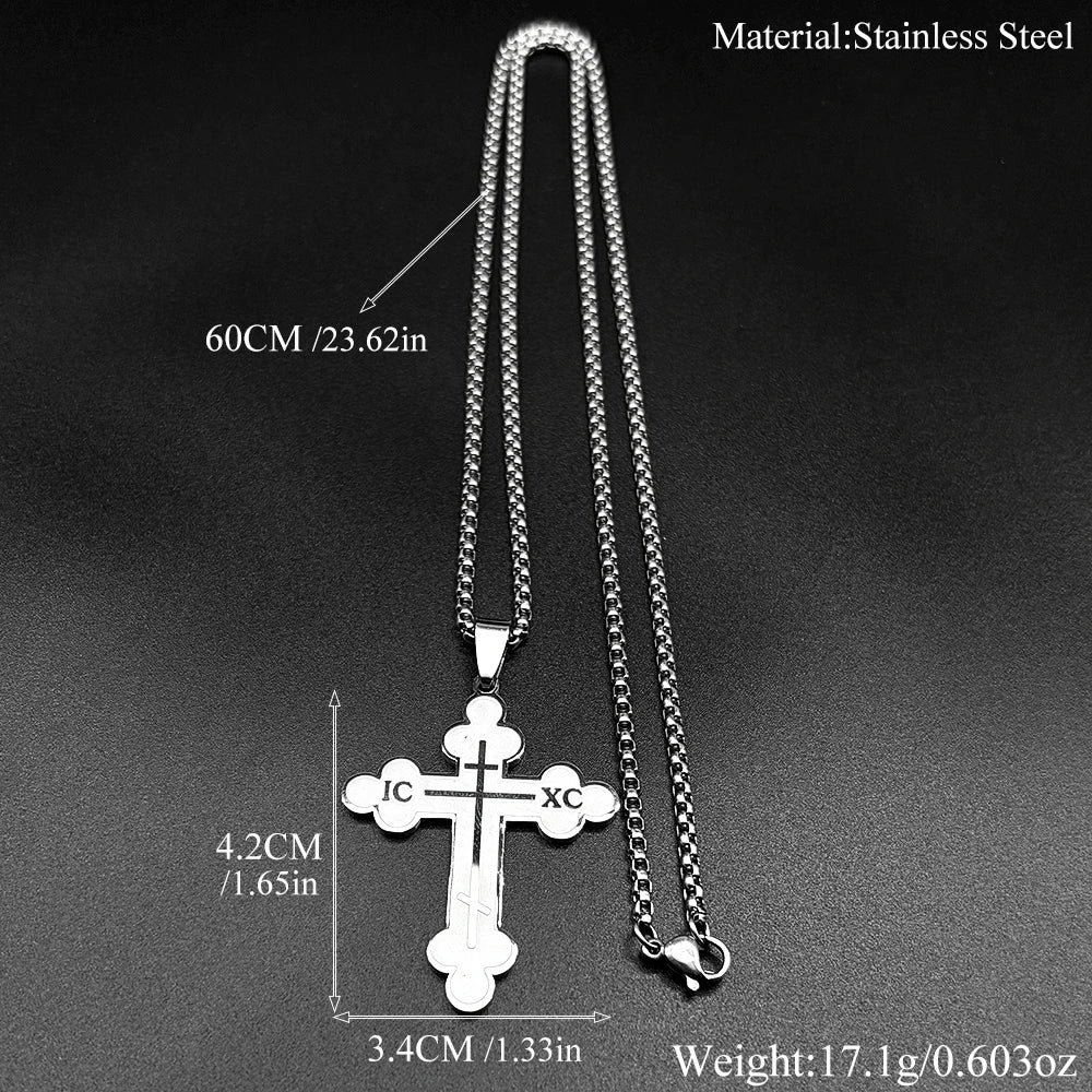 Orthodox IC XC Cross Pendant Necklace — Stainless Steel