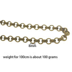 Viking Punk Biker Brass 8 mm Circle Rolo Link Leopard Skin Pattern Necklace Wallet Jean Pocket Watch Chain DIY