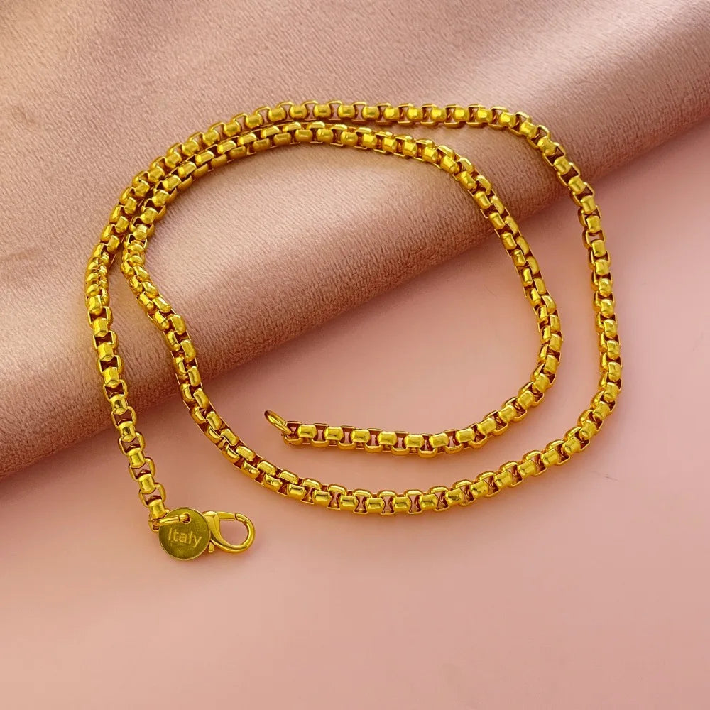 Round Box Chain Necklace 4mm — Gold-Tone, 18-24 Inches