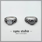 Nordic Viking Knot Rune Ring — White Stone, Stainless Steel
