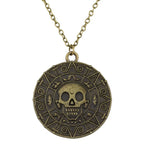 Movie Accessories Akg Pirates Of The Caribbean Aztec Gold Color Coin Necklace Retro Skull Pendant Punk Hip Hop Necklace
