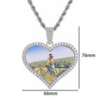 Iced Out Heart Photo Pendant Necklace