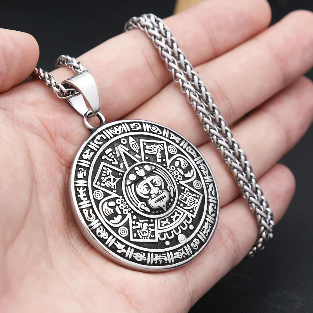 Mayan Symbol Pendant — Black Stainless