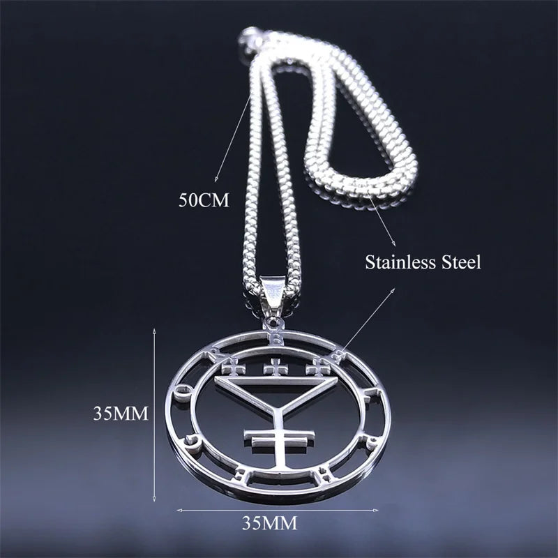 Belphegor Seal Round Pendant Necklace — Stainless Steel